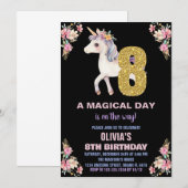 Floral Unicorn Birthday Kaart (Voorkant / Achterkant)