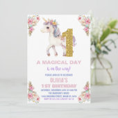 Floral Unicorn Birthday Kaart (Staand voorkant)