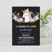 Floral Unicorn Birthday Kaart (Staand voorkant)