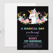 Floral Unicorn Birthday Kaart (Voorkant / Achterkant)