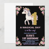 Floral Unicorn Birthday Kaart (Voorkant / Achterkant)