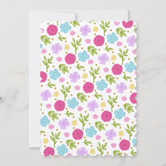 Floral Unicorn Cake Verjaardagsfeestje Uitnodiging (Achterkant)