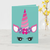 Floral Unicorn Face, Birthday Kaart (Gele Bloem)
