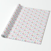 Floral Unicorn Face Birthday Specialized Cadeaupapier (Uitgerold)