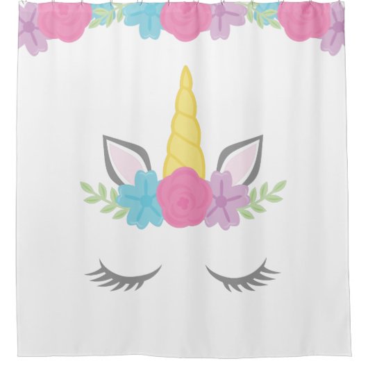 Floral Unicorn Face Douchegordijn (Voorkant)