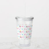 Floral Unicorn Face Gepersonaliseerd Monogram Acryl Drinkbeker (Rechts)