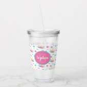 Floral Unicorn Face Gepersonaliseerd Monogram Acryl Drinkbeker (Links)