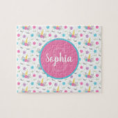 Floral Unicorn Face Gepersonaliseerd Monogram Kind Legpuzzel (Horizontaal)