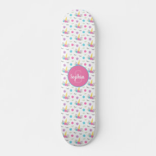 Floral Unicorn Face Gepersonaliseerd Monogram Persoonlijk Skateboard
