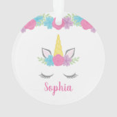 Floral Unicorn Face gepersonaliseerd Ornament (achterkant)
