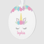 Floral Unicorn Face gepersonaliseerd Ornament (voorkant)