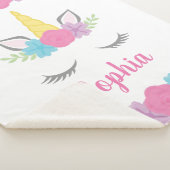 Floral Unicorn Face gepersonaliseerd Sherpa Deken (3/4)