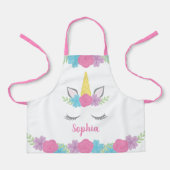 Floral Unicorn Face Gepersonaliseerde Kinderen Schort (Voorkant)
