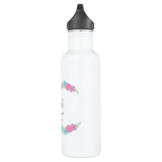 Floral Unicorn Face Personalized Girl Waterfles (Rechts)