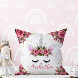 Floral Unicorn Face Reversible Pillow Kussen