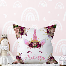 Floral Unicorn Face Reversible Pillow Kussen