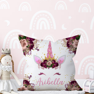 Floral Unicorn Face Reversible Pillow Kussen