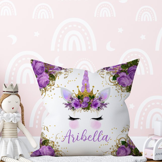 Floral Unicorn Face Reversible Pillow Kussen (Creator heeft geüpload)