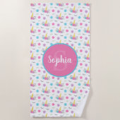 Floral Unicorn Face Specialized Monogram Girl Strandlaken (Voorkant)