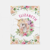 Floral Unicorn Girl's Blanket Fleece Deken (Voorkant)
