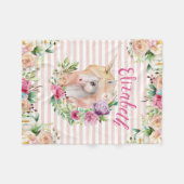 Floral Unicorn Girl's Blanket Fleece Deken (Voorkant (Horizontaal))