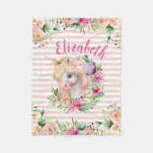 Floral Unicorn Girl's Blanket Fleece Deken (Voorkant)