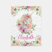 Floral Unicorn Girl's Blanket Fleece Deken (Voorkant)