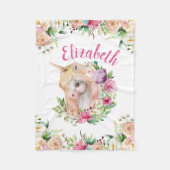 Floral Unicorn Girl's Blanket Fleece Deken (Voorkant)