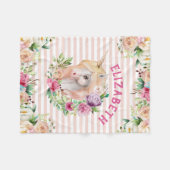 Floral Unicorn Girl's Blanket Fleece Deken (Voorkant (Horizontaal))