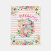 Floral Unicorn Girl's Blanket Fleece Deken (Voorkant)