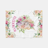 Floral Unicorn Girl's Blanket Fleece Deken (Voorkant (Horizontaal))