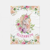 Floral Unicorn Girl's Blanket Fleece Deken (Voorkant)