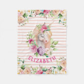 Floral Unicorn Girl's Blanket Fleece Deken (Voorkant)
