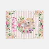 Floral Unicorn Girl's Blanket Fleece Deken (Voorkant (Horizontaal))