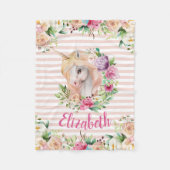 Floral Unicorn Girl's Blanket Fleece Deken (Voorkant)