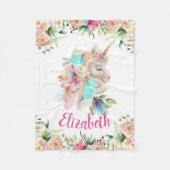 Floral Unicorn Girl's Blanket Fleece Deken (Voorkant)