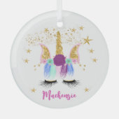 Floral Unicorn Glas Ornament (Voorkant)