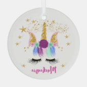 Floral Unicorn Glas Ornament (Achterkant)