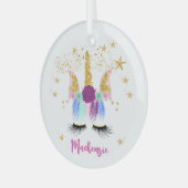 Floral Unicorn Glas Ornament (Voorkant links)