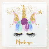 Floral Unicorn Glazen Onderzetter (Voorkant)