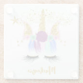 Floral Unicorn Glazen Onderzetter (Achterkant)