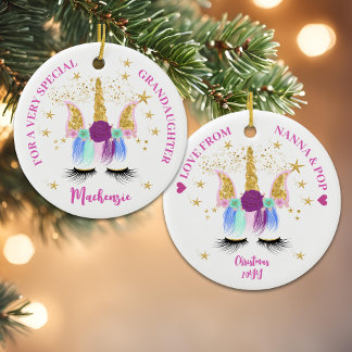 Floral Unicorn Keramisch Ornament
