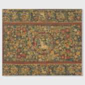 Floral Unicorn Motif Cadeaupapier (Vlak)