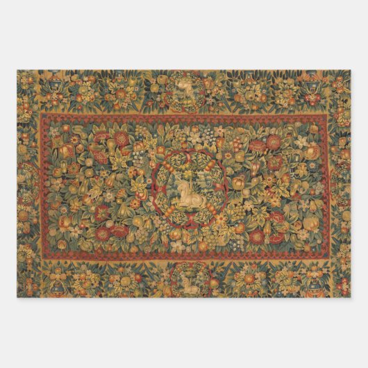 Floral Unicorn Motif Inpakpapier Vel (Voorkant 2)