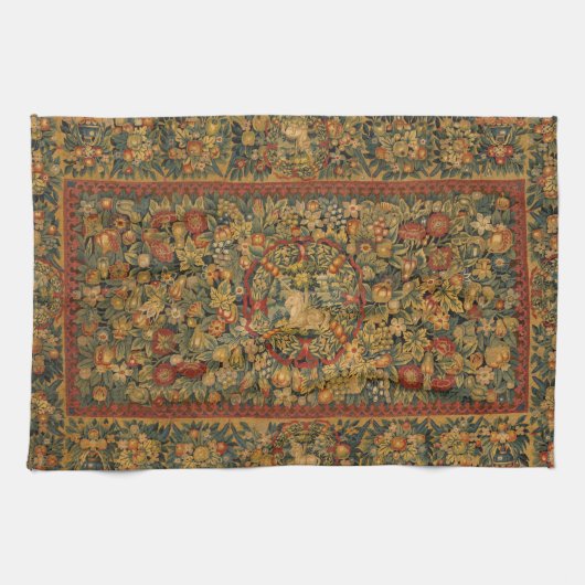 Floral Unicorn Motif Theedoek (Horizontaal)