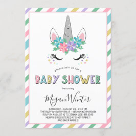 Floral Unicorn Pastel Baby shower Kaart
