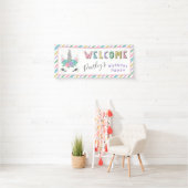 Floral Unicorn Pastel Birthday Welkom Spandoek (Insitu)