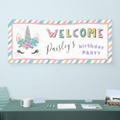 Floral Unicorn Pastel Birthday Welkom Spandoek (Beurs)