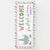 Floral Unicorn Pastel Birthday Welkom Spandoek (Verticaal)
