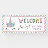 Floral Unicorn Pastel Birthday Welkom Spandoek (Horizontaal)